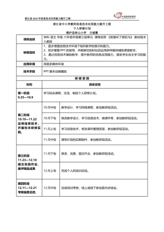 方城慧个人研修计划