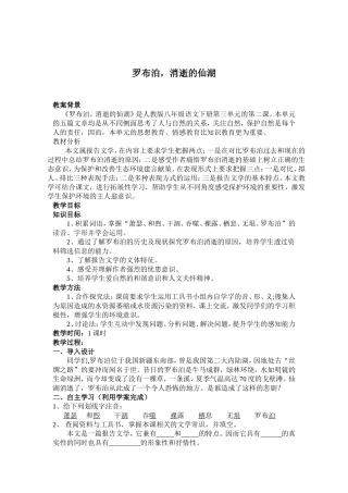 《罗布泊-消逝的仙湖》优秀教案