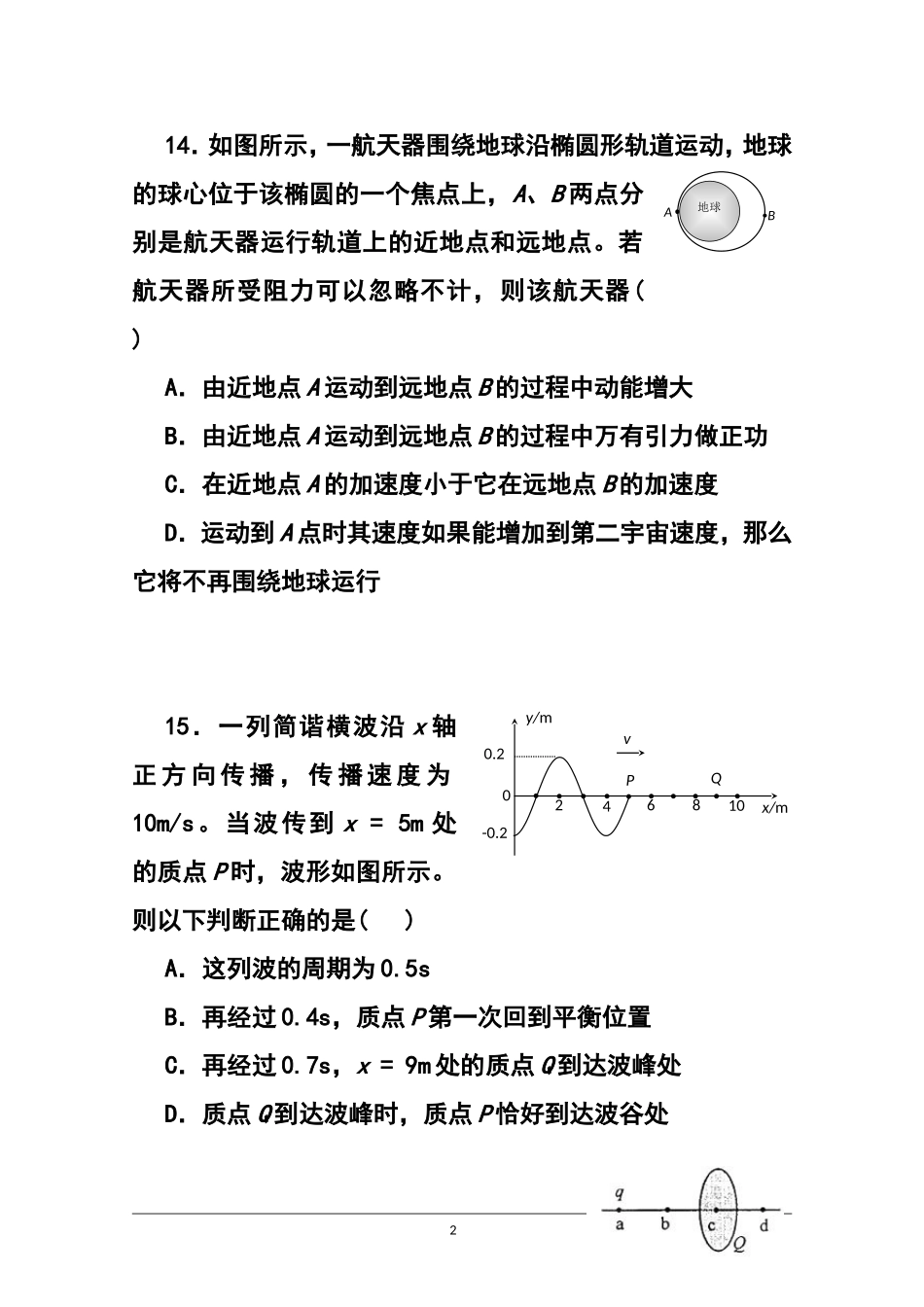 2015届北京四中高三下学期开学考试物理试题及答案_第2页