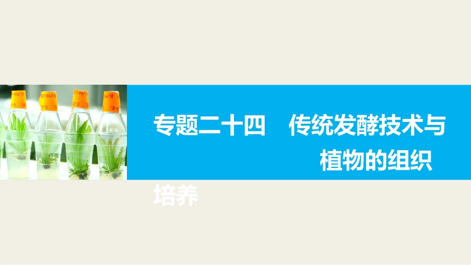 专题二十四传统发酵技术与植物的组织培养_第1页