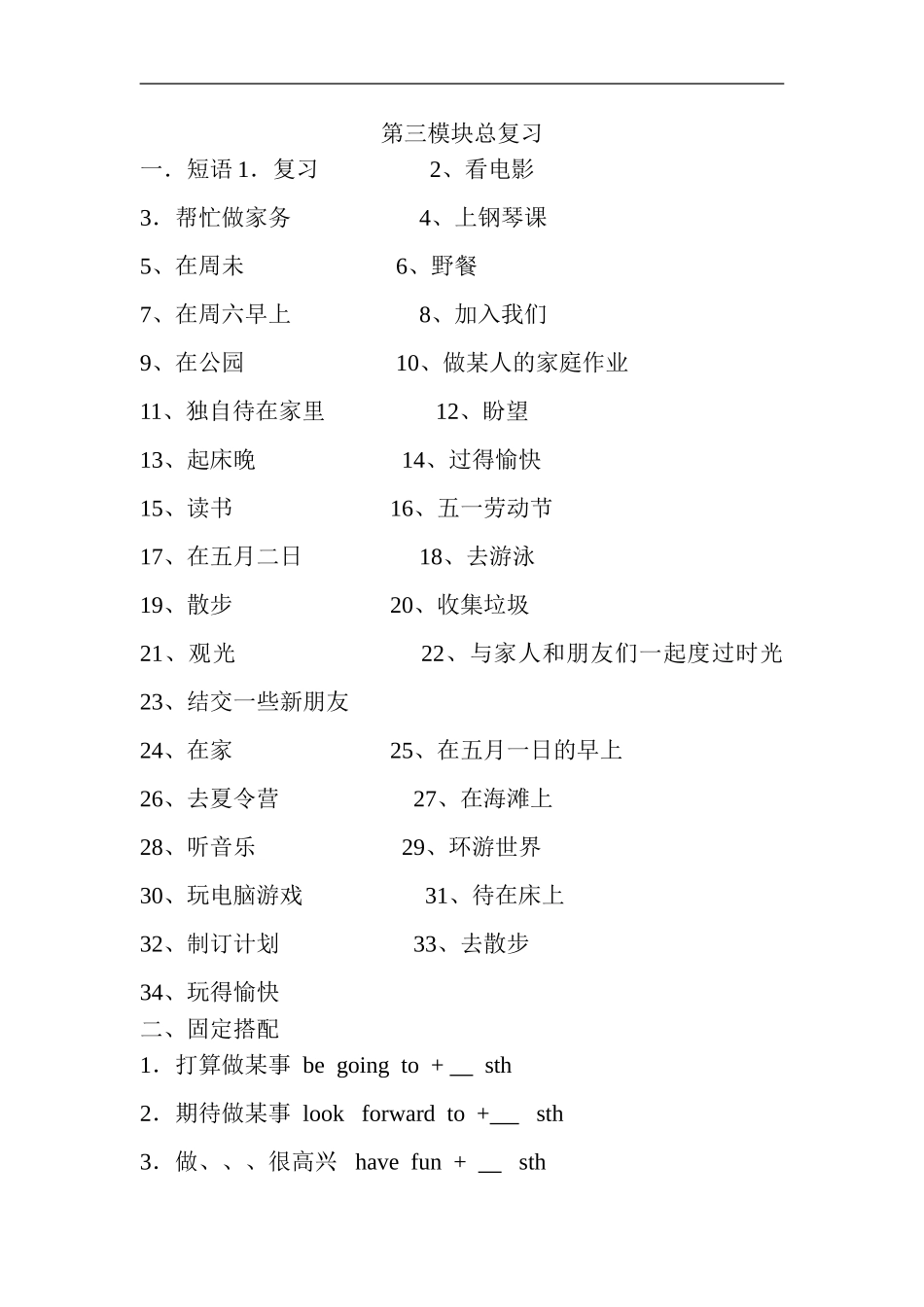 七年英语下册第三模块总复习_第1页