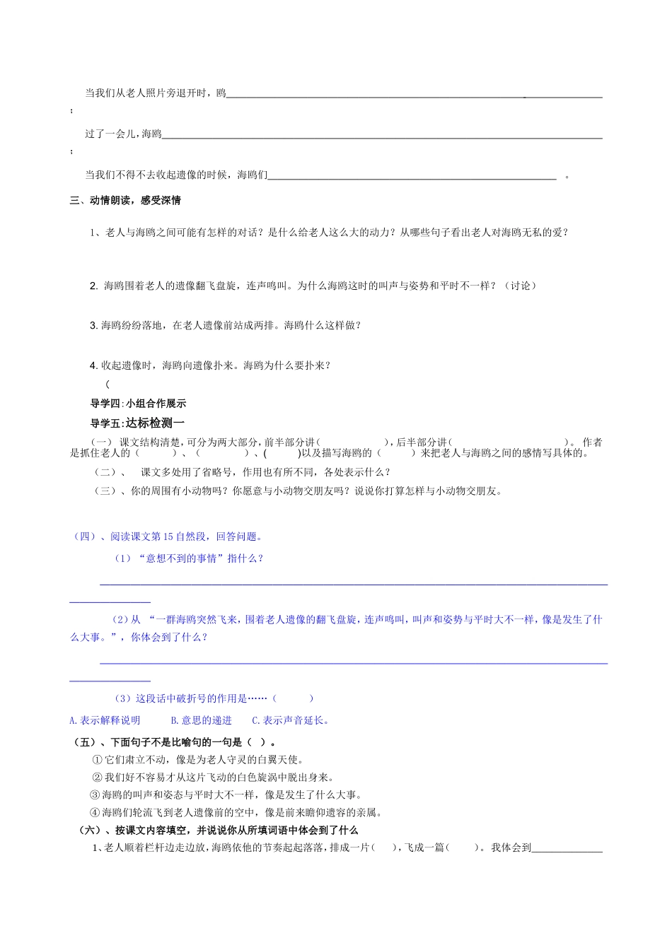 21.老人与海鸥导学案_第2页