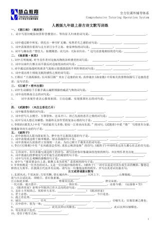 人教版九年级上册古诗文默写训练