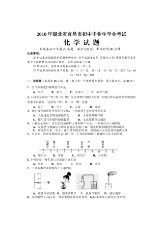 2010年湖北宜昌市中考化学试题