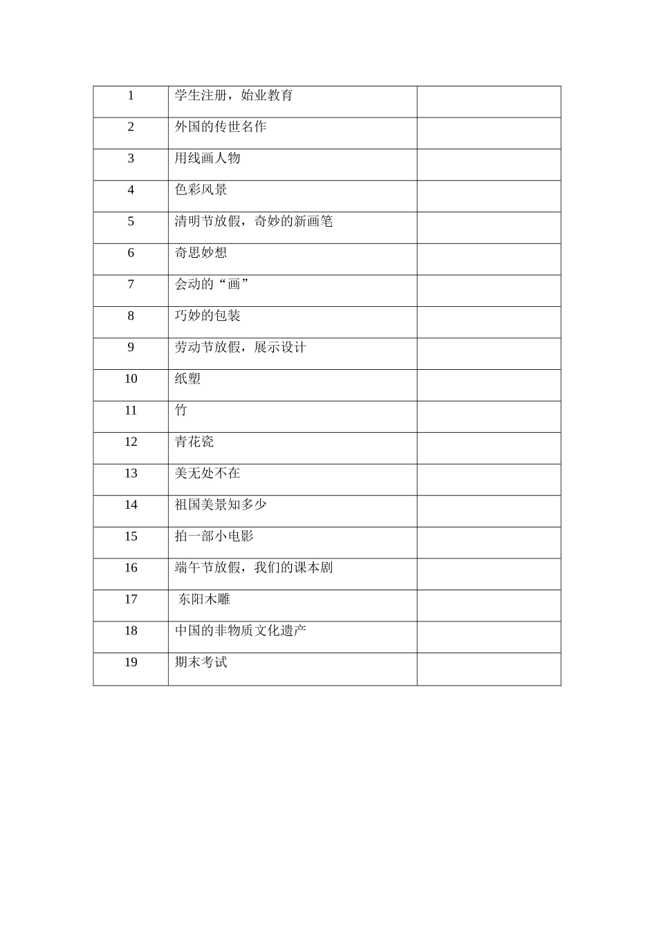 2015最新版浙美版六年级下册美术教学计划_第3页