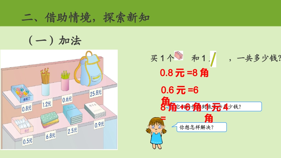 人教2011版小学数学三年级简单的小数加、减法_第3页