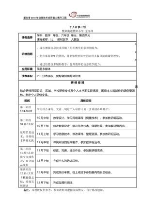 个人研修计划(金冬萍)