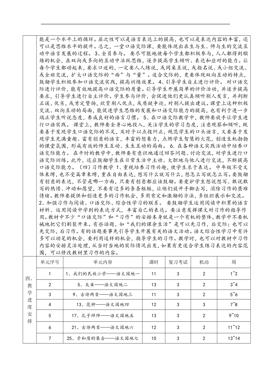 三上语文学期教学进度计划_第3页