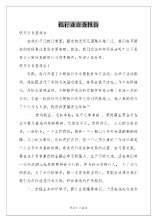 银行业自查报告