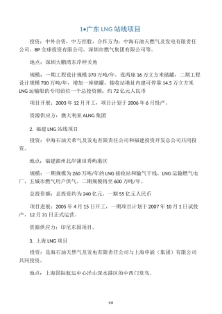 中国LNG接收站分布图及项目简介