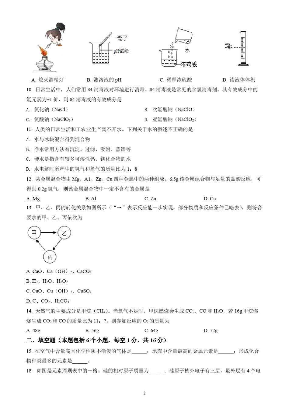 2022年河南省中考化学试题(含答案解析) _第2页