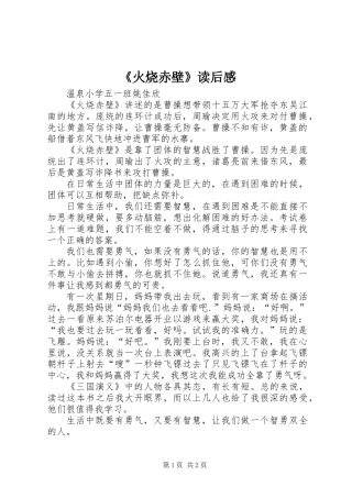 《火烧赤壁》读后感