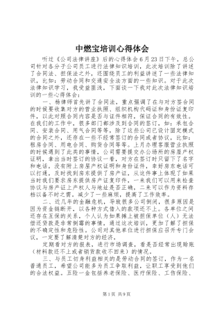 中燃宝培训心得体会