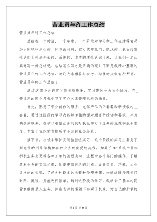 营业员年终工作参考总结