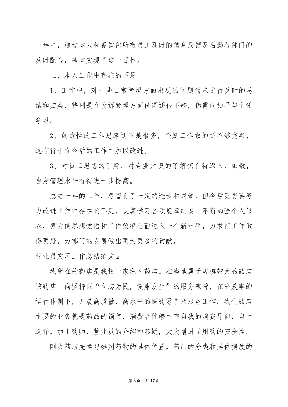 营业员实习工作参考总结范本_第3页