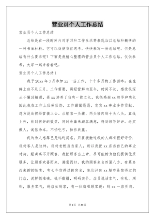 营业员个人工作参考总结