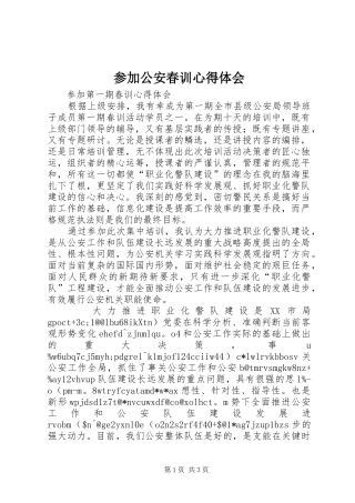 参加公安春训心得体会