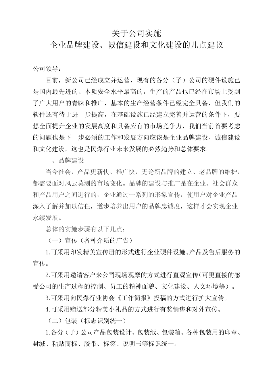 (完整版)企业品牌建设方案_第1页