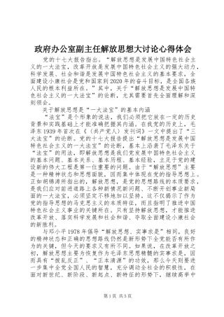 政府办公室副主任解放思想大讨论心得体会