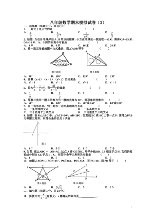 八年级数学期末模拟试卷3