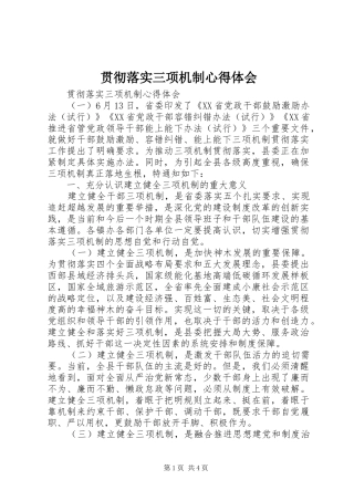 贯彻落实三项机制心得体会