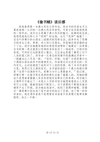 《偷书贼》读后感