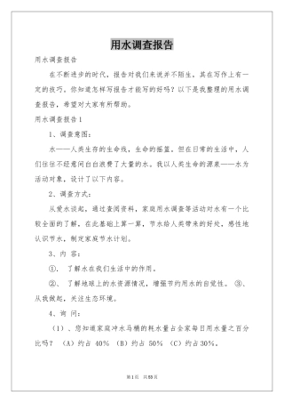 用水调查报告
