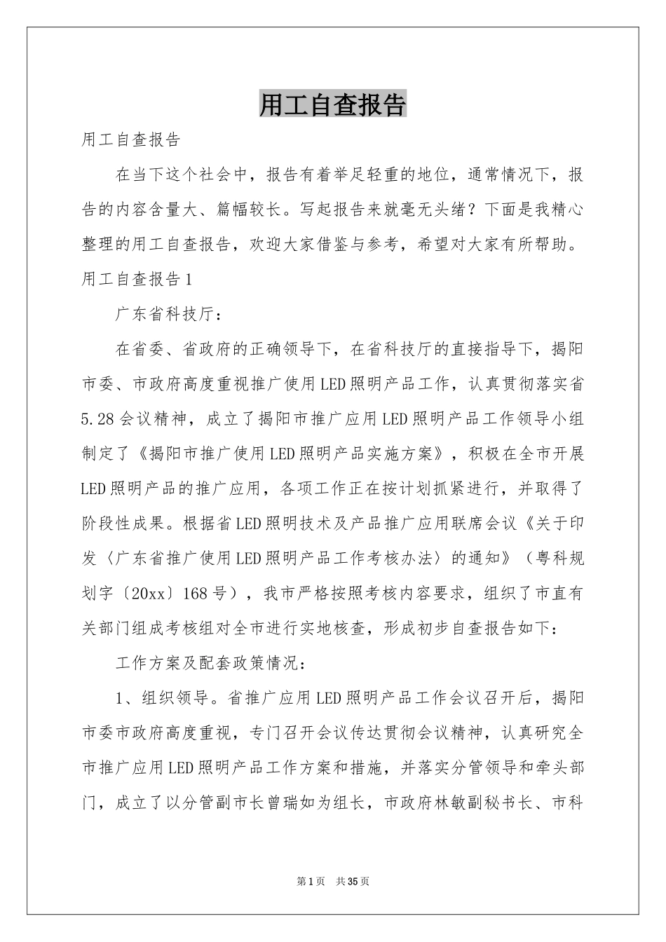 用工自查报告_第1页