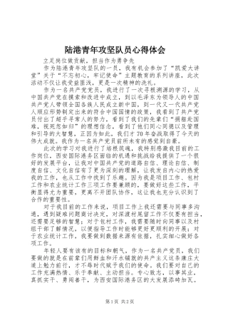 陆港青年攻坚队员心得体会