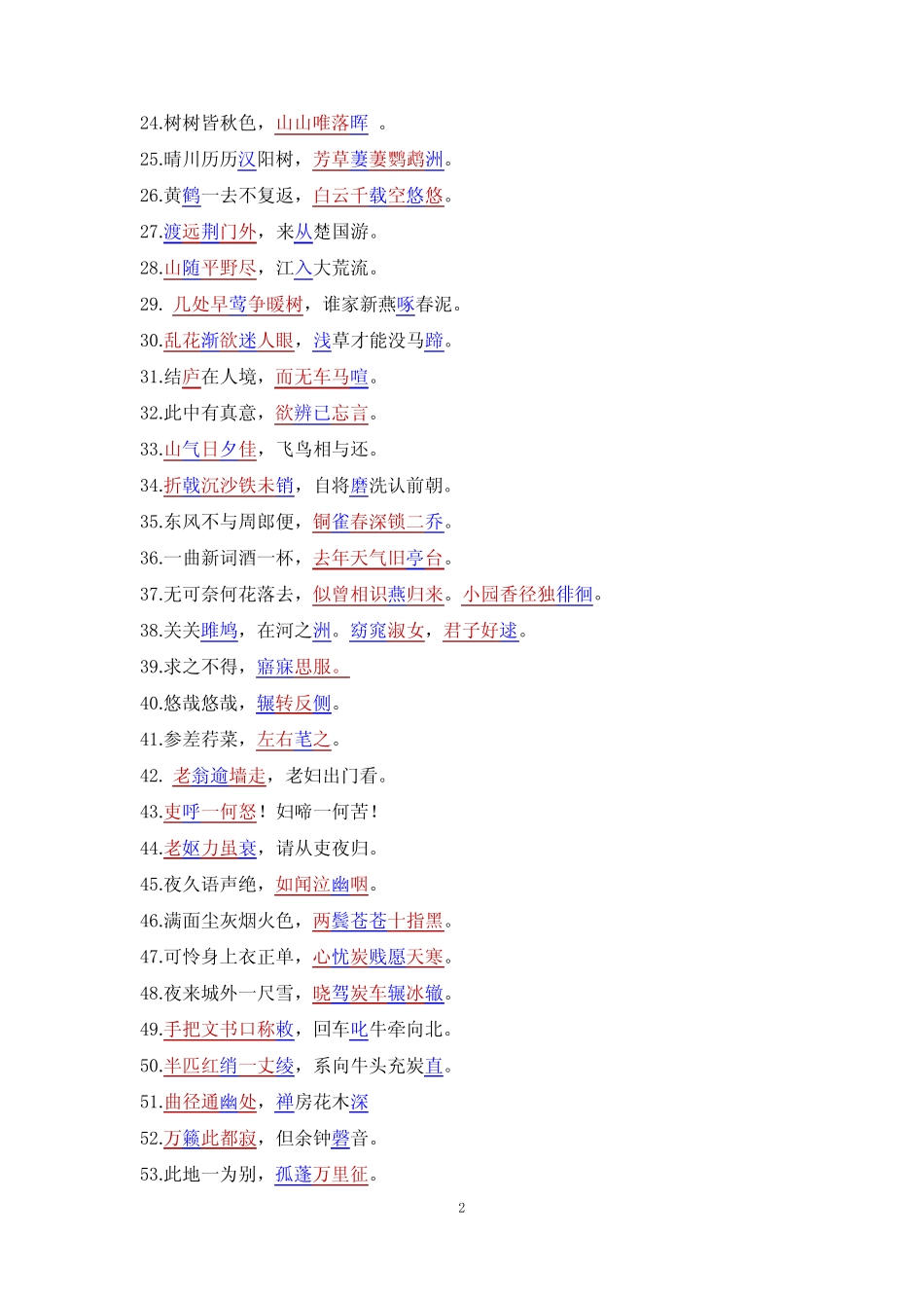 2022上海中考47篇古诗文默写易错句复习(90+60题)(附练习卷) _第2页