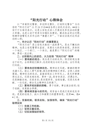 “阳光行动”心得体会