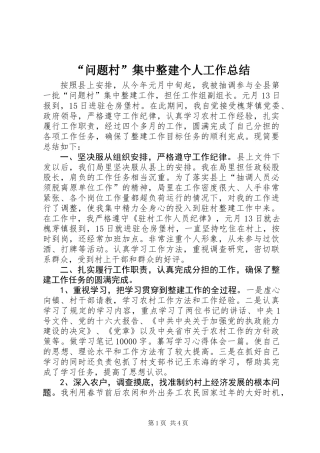 “问题村”集中整建个人工作总结 (3)