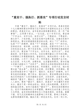 “重实干、强执行、抓落实”专项行动发言材料