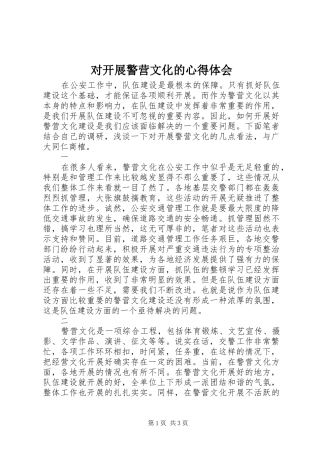 对开展警营文化的心得体会