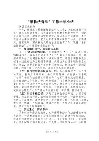 “谁执法普法”工作半年小结