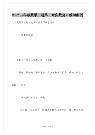 2024八年级数学上册第二章实数复习教学案例