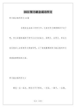 2024努力就会成功作文_1