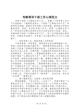 考察领导干部工作心得范文