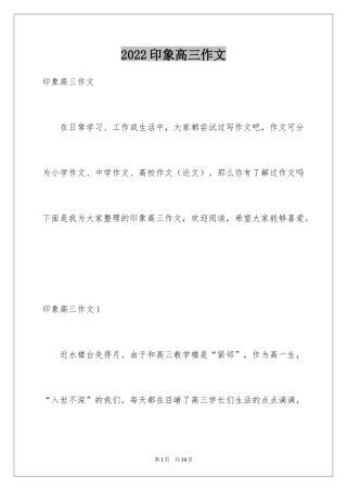 2024印象高三作文