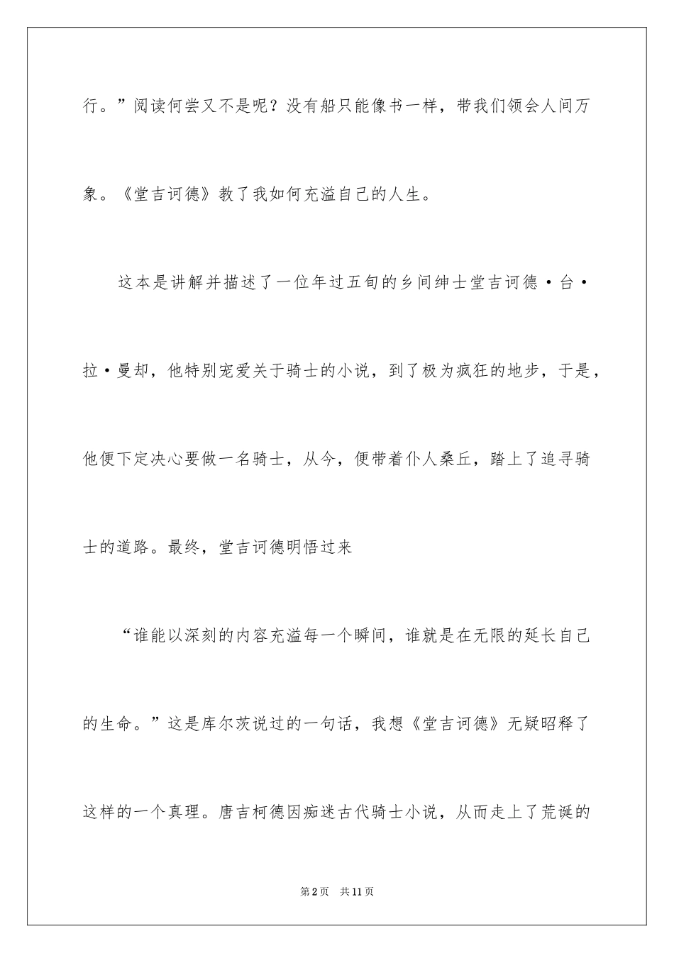 2024堂吉诃德读后感_3_第2页