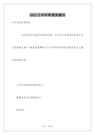 2024公司年终获奖感言