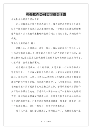 有关软件公司实习报告3篇