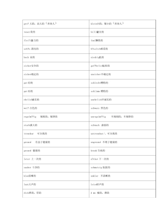 最新100组德语形容词反义词总结