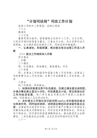 “计划司法局”司法工作计划