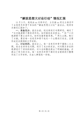 “解放思想大讨论行动”情况汇报