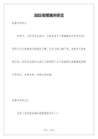 2024初雪高中作文