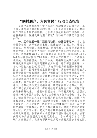“联村联户、为民富民”行动自查报告