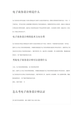 2023年电子商务设计师 