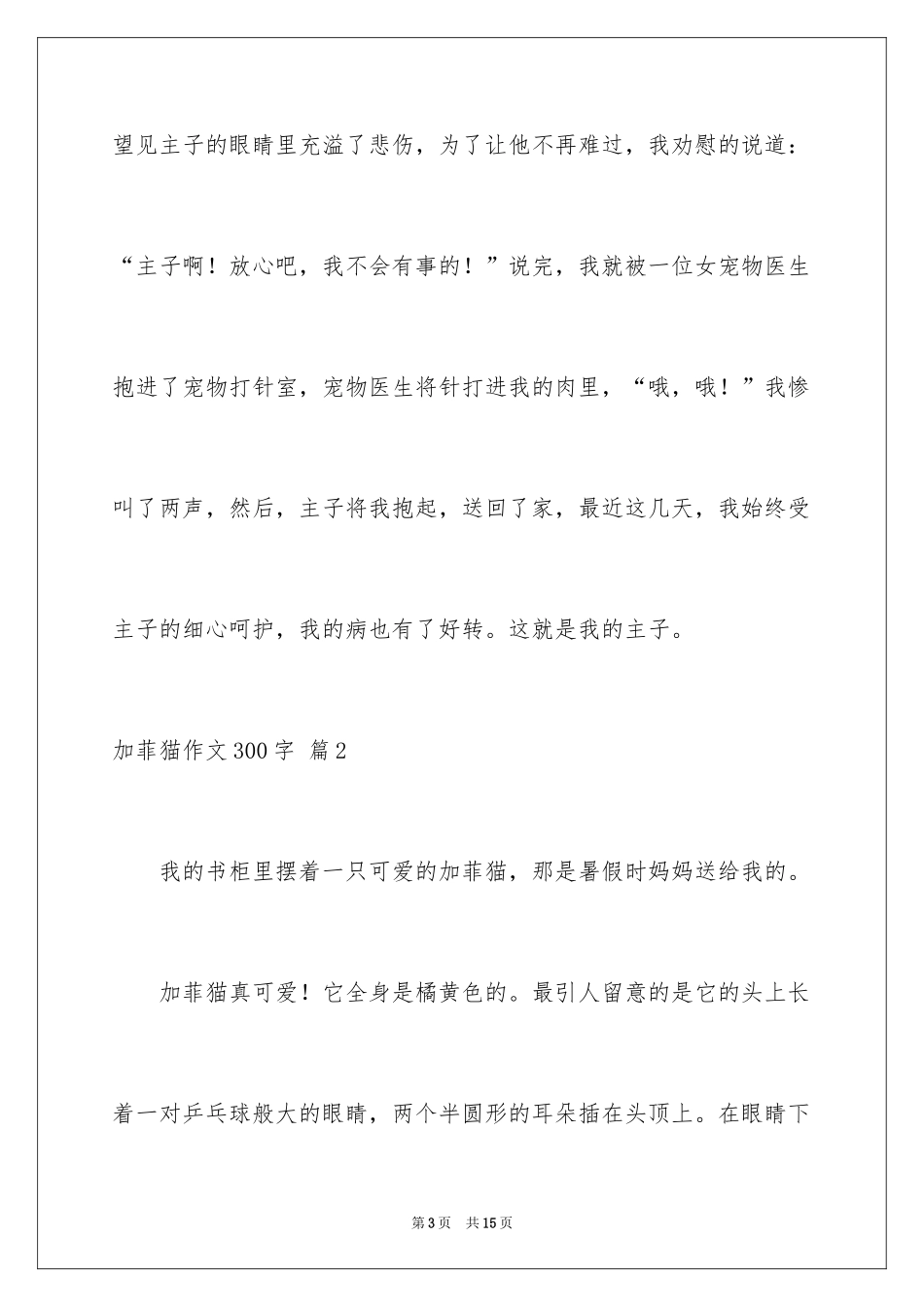 2024加菲猫作文300字_1_第3页