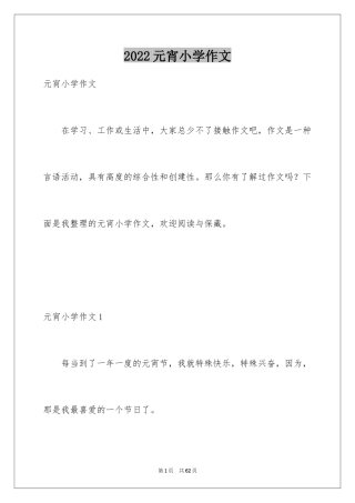 2024元宵小学作文